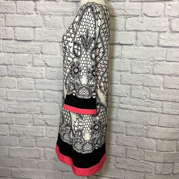 Eliza J Geometric Print 3/4 Sleeve Shift Dress Size 4 - Picture 7 of 14